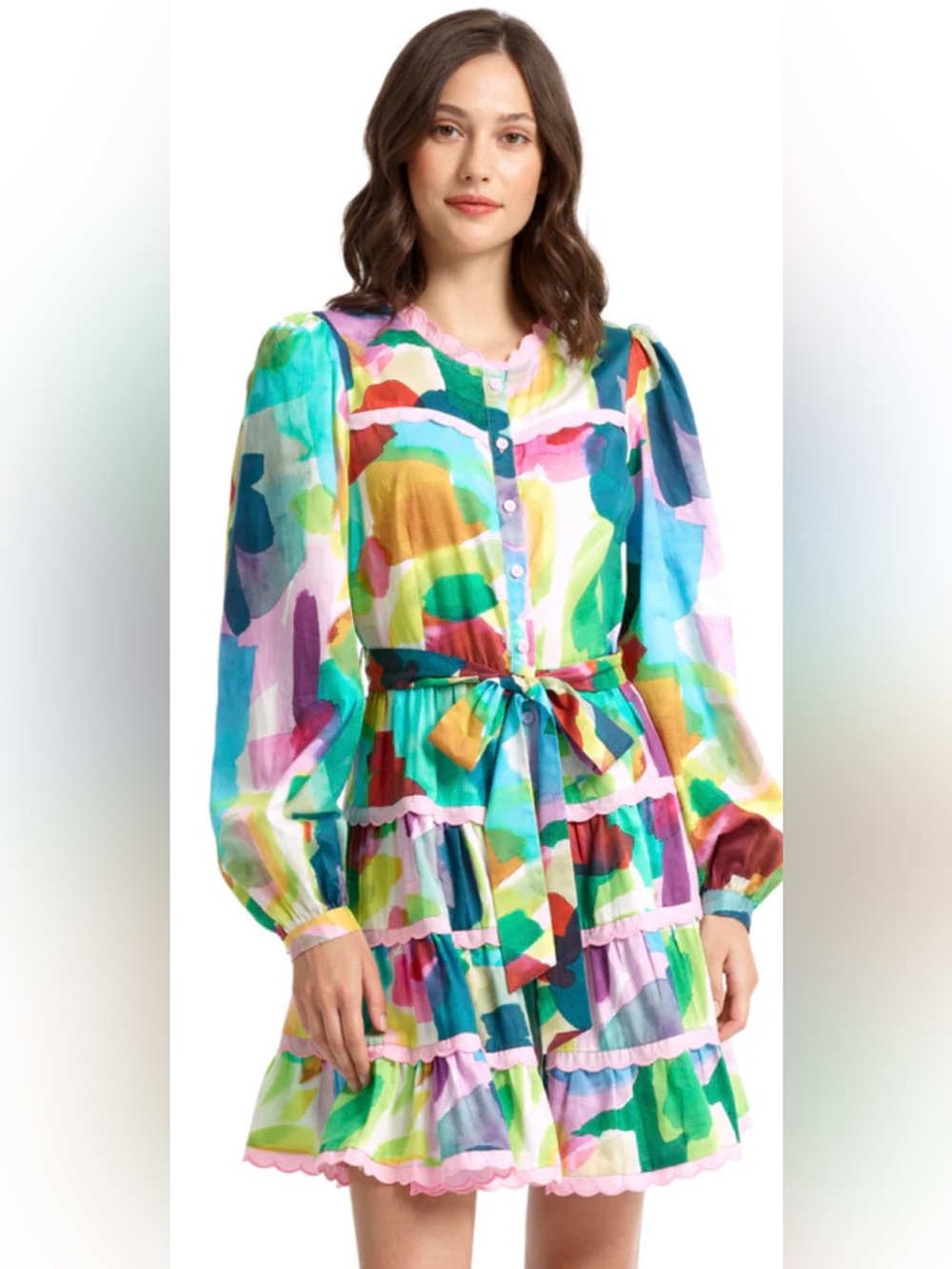 NWT (L) Stellah Abstract Belted Mini Dress